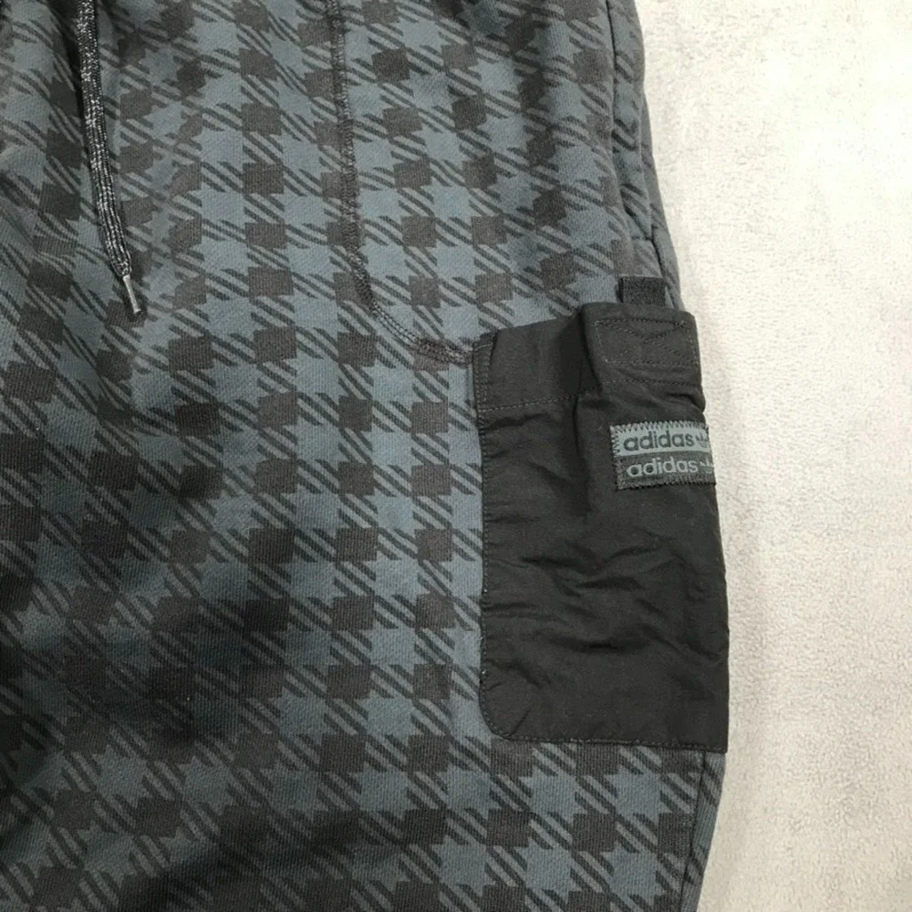 Adidas Sweatpants Joggers Mens 2XL XXL Blue Black Plaid R.Y.V. Reveal Your Voice